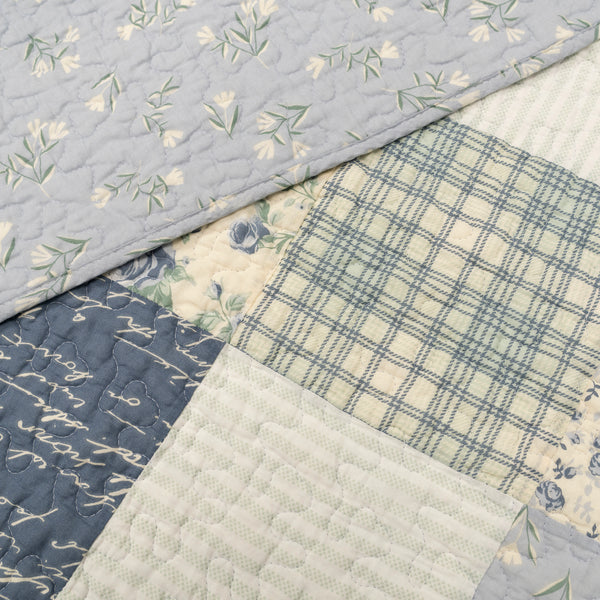 Blue Pastures Cotton Quilt Set – Queen