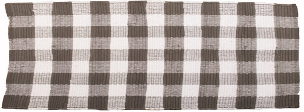 Buffalo Check Gray Rag Rug 24x72