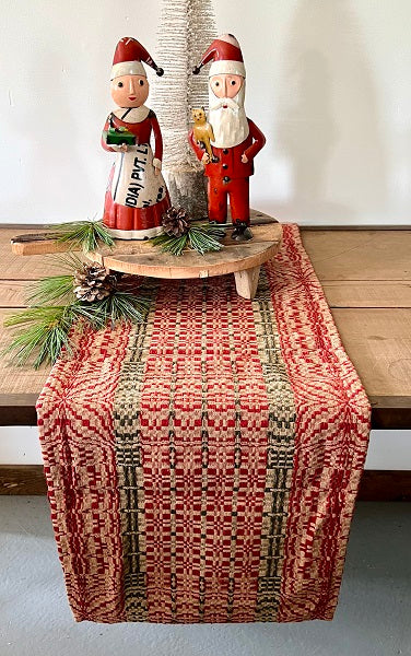 Freeport Woven Table Square – Red, Green & Tan, 52" x 52"