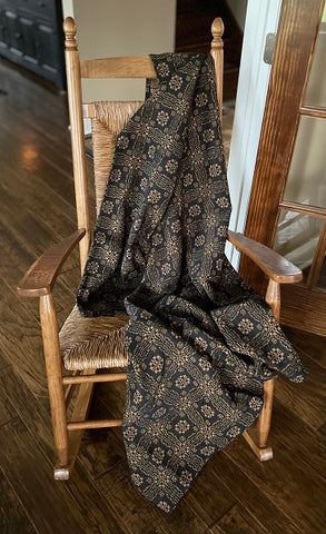 Gettysburg Black/Mustard Throw measureas 52"x74"