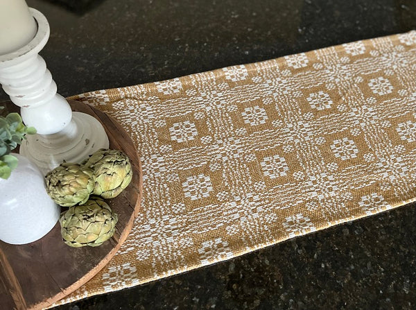 GETTYSBURG MUSTARD/CREAM QUEEN BED COVER