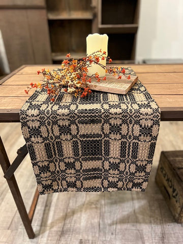 Cambridge Black and Tan Woven Throw 52 x 74 | Primitive Farmhouse