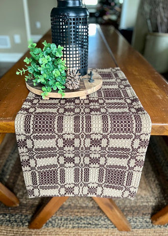 CAMBRIDGE CHOCOLATE/TAN KING BED COVER 110" X 120". See website for free shipping offer. Woven Textile. Country Primitive Colonial Bedding.