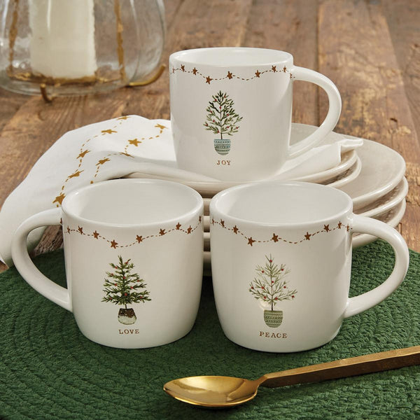 Rustic Christmas Love Mugs (Set of 4)