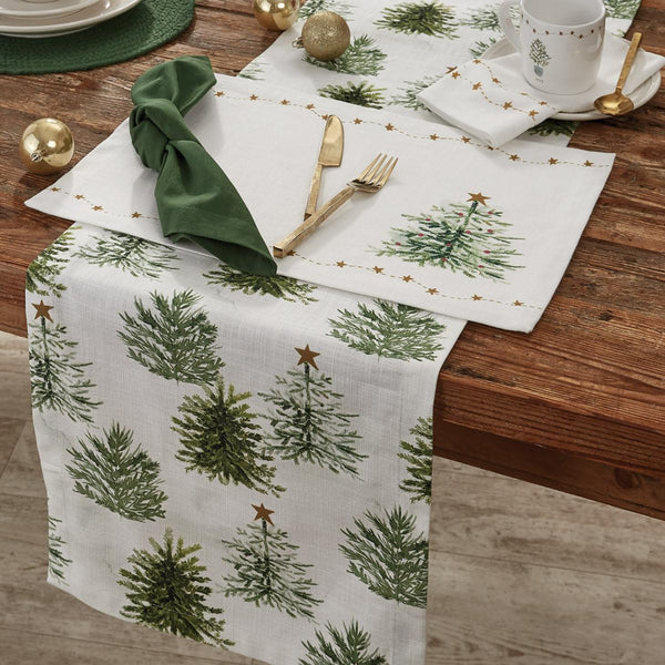 Rustic Christmas Trees Table Runner 15X72