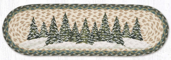 ST-OP-419 Holiday Village Trees Oval Stair Tread 27"x8.25"