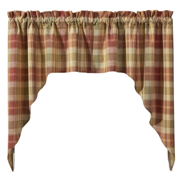 Saffron Plaid Swag 36" | Primitive Country Farmhouse Window Curtain