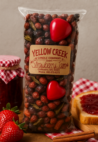 Fill your home with sweet Strawberry Jam. A half pound of rosehips potpourri with rustic botanicals, perfect for dough bowls, trays, and cozy farmhouse displays.