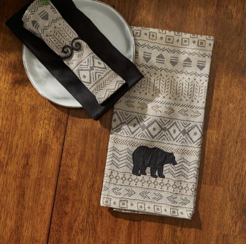 Give your kitchen a modern rustic touch with the Signal Mountain Decorative Dishtowels! The tribal design, neutral colors, and bear accents provide a unique and stylish kitchen accent! Add the complementary kitchen linens and curtains for a complete look!