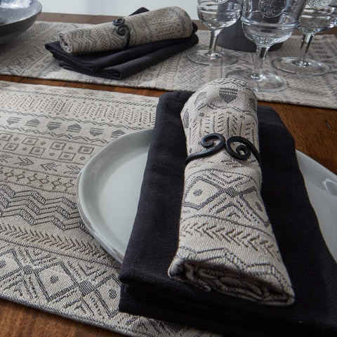 Give your table a modern rustic touch with the Signal Mountain Napkins! The tribal design and neutral colors provide a unique and stylish kitchen accent! Add the complementary kitchen linens and curtains for a complete look!