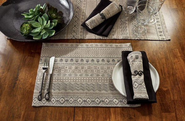 Give your table a modern rustic touch with the Signal Mountain Placemats! The tribal design and neutral colors provide a unique and stylish kitchen accent! Add the complementary kitchen linens and curtains for a complete look!
