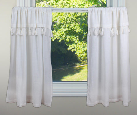 Heirloom Buttermilk Café Curtain Tiers 72x36 in soft cotton, farmhouse and country kitchen window treatment