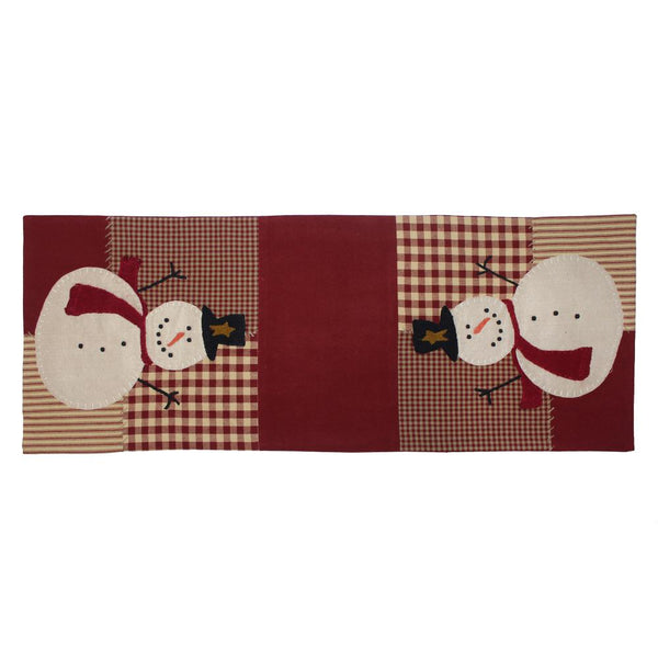 Snowberry Table Runner 14x36 – Barn Red Snowman