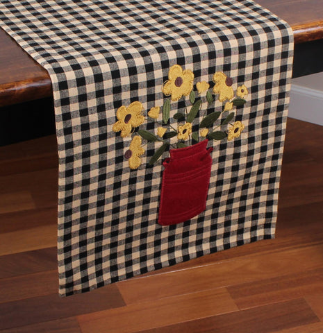 Country Bouquet Table Runner is made of cotton and measures 14" x 36". See website for free shipping offer. Primitive Country Farmhouse Home Decor. 