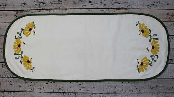 Flowers and Bees Cream Table Runner