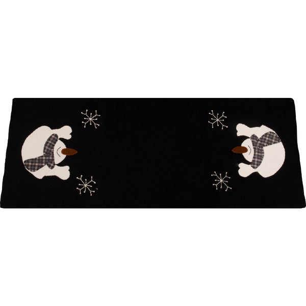 Snow Day Black Wool Felt Table Runner 14x36