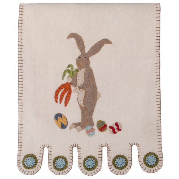 Bunny and Eggs Table Runner Cream 14x36 | Primitive Easter Decor
