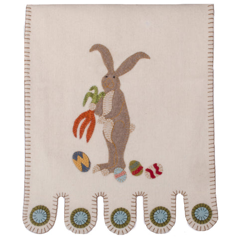 Bunny and Eggs Table Runner Cream 14x36 | Primitive Easter Decor
