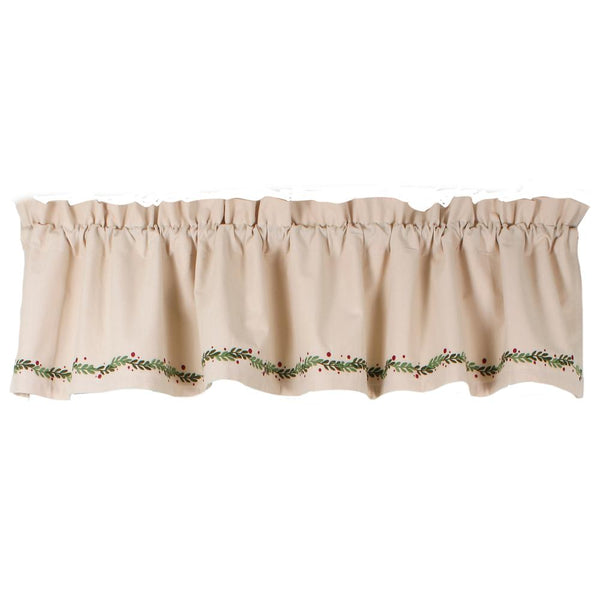 Holiday Pitcher Vine Valance | Primitive Farmhouse Kitchen Curtains