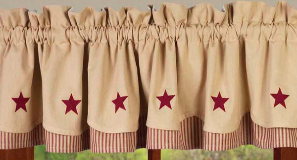 Nutmeg with Barn Red Star Fairfield Valance