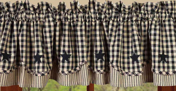 Heritage House Star Black Fairfield Valance | Primitive Country Decor