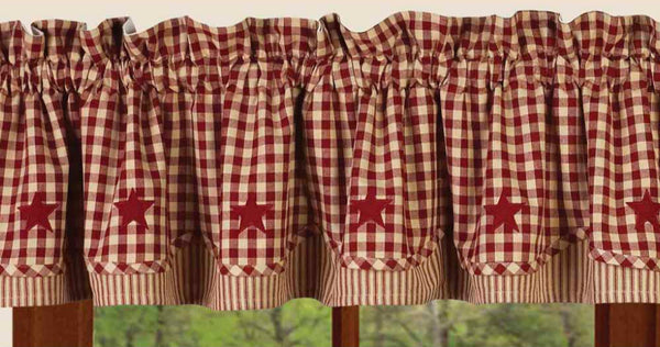 Heritage House Check w/ Barn Red Fairfield Valance