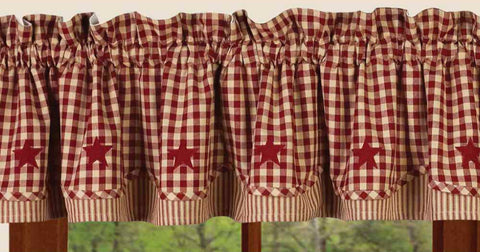 Heritage House Check w/ Barn Red Fairfield Valance