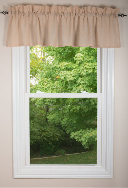 Heirloom Nutmeg Valance in warm cotton nutmeg, farmhouse primitive style window treatment