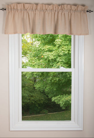Heirloom Nutmeg Valance in warm cotton nutmeg, farmhouse primitive style window treatment