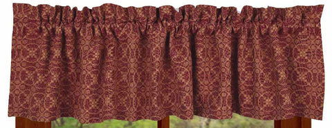 Marshfield Jacquard Barn Red Valance | Primitive Country Decor