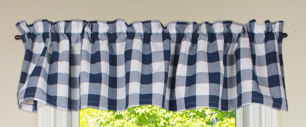 Buffalo Check Navy Blue Valance