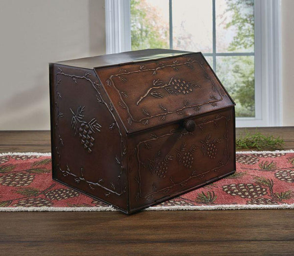 The gorgeous Valley Pine Bread Box is a kitchen addition! Coordinate with the complementary canisters, napkin and salt & pepper caddy, and charger!