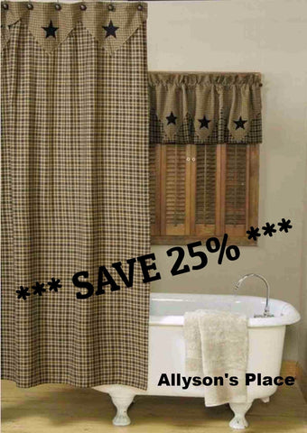 Vintage Star Black Shower Curtain
