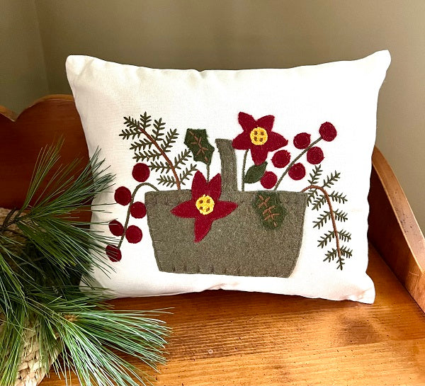 POINSETTIA WITH BERRIES PILLOW