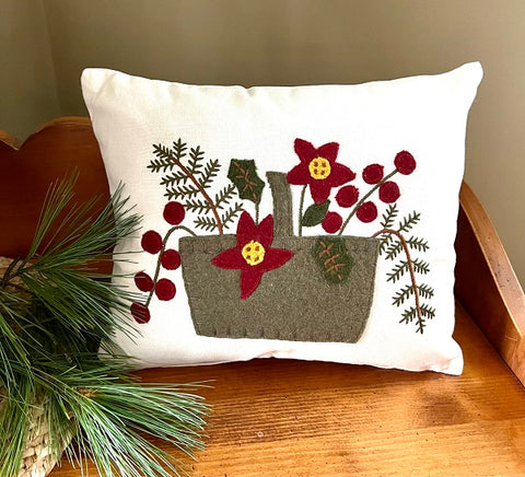 POINSETTIA WITH BERRIES PILLOW