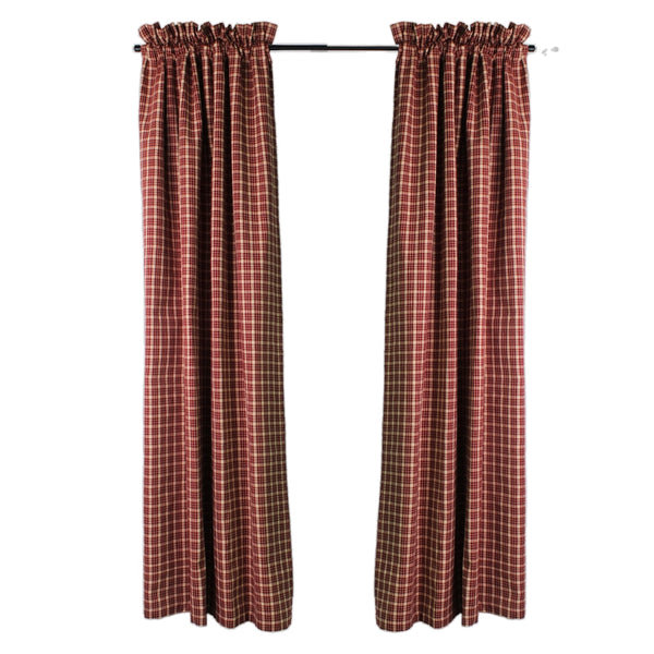 Appleton Barn Red Plaid 63" Curtain Panels | Country Farmhouse