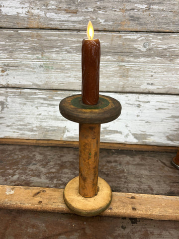 Moving Flame Candle on Wooden Spool with remote