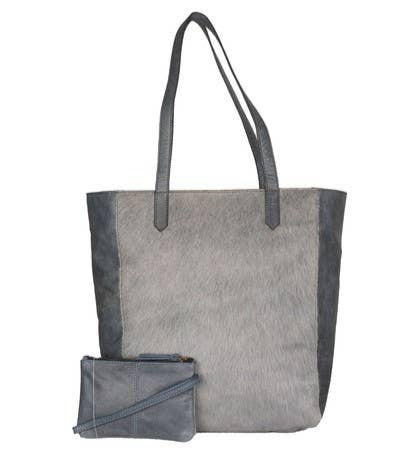 SKYLAR COWHIDE TOTE WITH BONUS BAG, TEAL