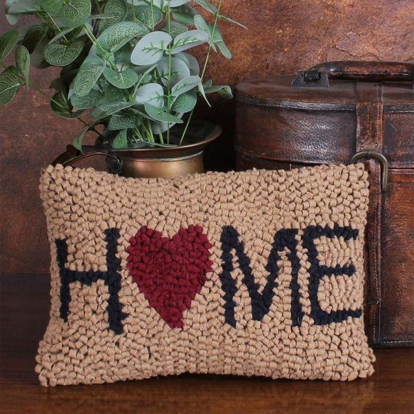 Home Hooked Pillow 8x12 Tan