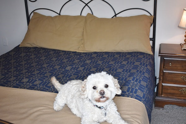 AUTUMN FROST WEAVE NAVY QUEEN BED COVER 94"X104" COMBO WITH 2 HOMESTEAD PILLOW SHAMS 20"X30". See website for free shipping offer. Primitive Country Farmhouse Home Decor. 