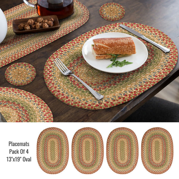 13x19 Azalea Oval Braided Jute Placemat Set of 4 – Primitive Farmhouse Table Décor