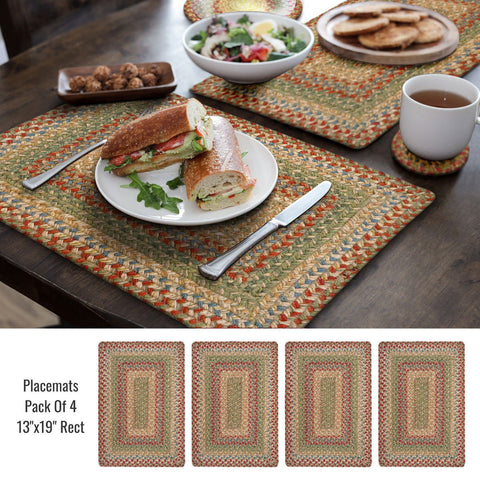 13x19 Azalea Braided Jute Placemat Set of 4 – Primitive Farmhouse Table Décor