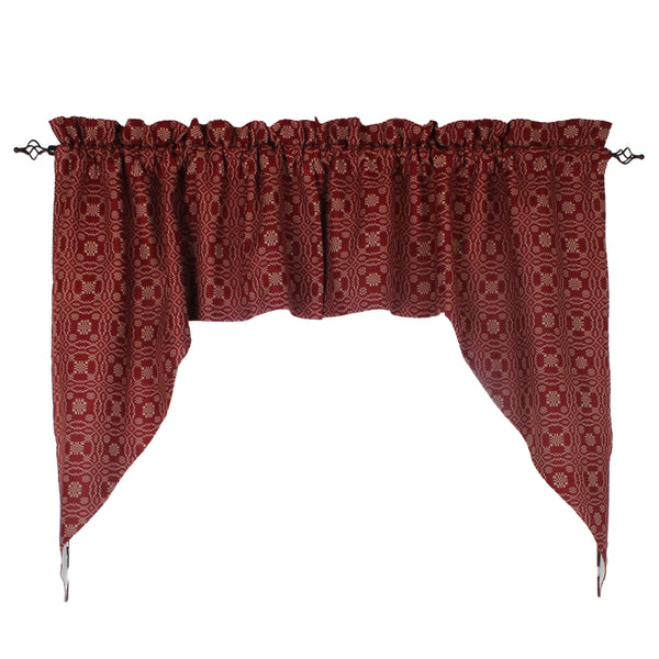 Lover’s Knot Barn Red Window Swag | Primitive Country Decor