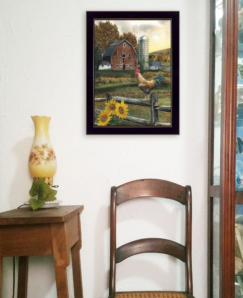 "Early Rooster" By Ed Wargo, Framed Print, Black Frame