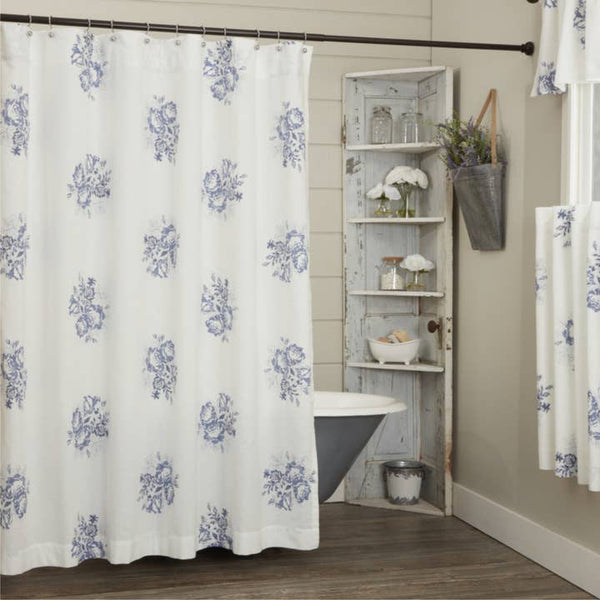 Lydia Blue Shower Curtain 72Lx72W