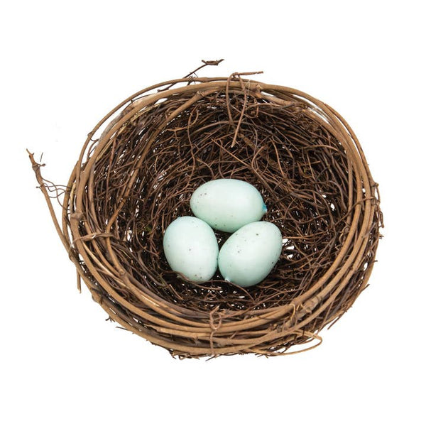 Twig & Vine Bird Nest W/Blue Eggs, 5.5"H