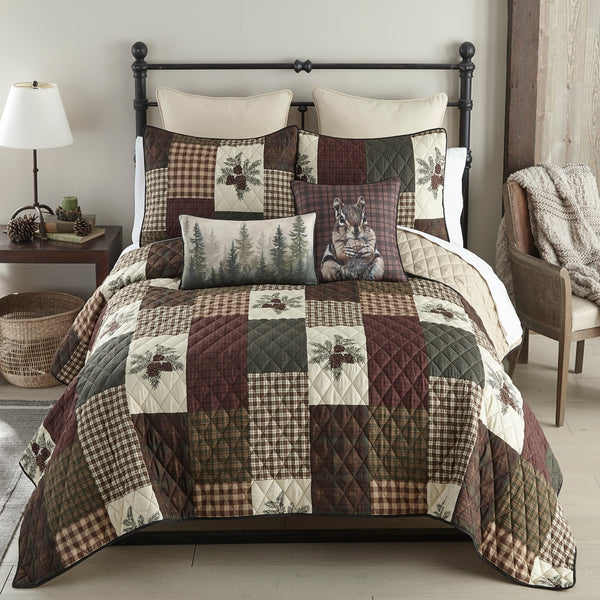 Pine Panels Quilt Set – Pinecone Patchwork Lodge Bedding