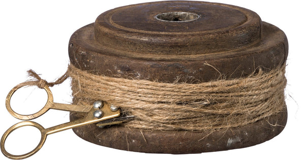 Flat Wooden Spool With Twine and Scissors. See website for free shipping offer. Primitive Country Farmhouse Home Decor. 