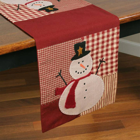 Snowberry Table Runner 14x36 – Barn Red Snowman