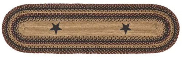 Blackberry Star 13x48 in. Braided Oval Runner - 100% JUTE - Clearance